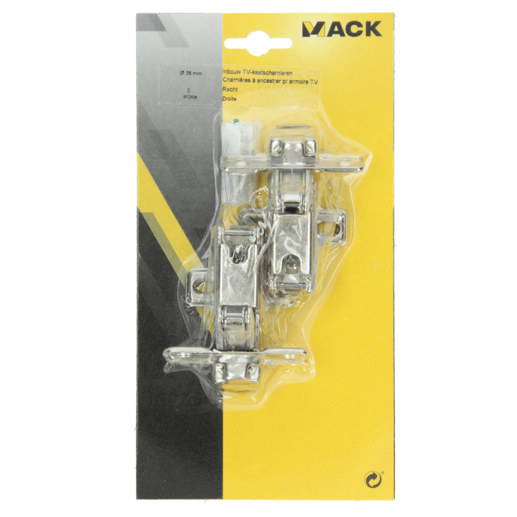 Mack 1013696 - 2 inbouw tv-kastscharnieren recht 35mm | 5 stuks