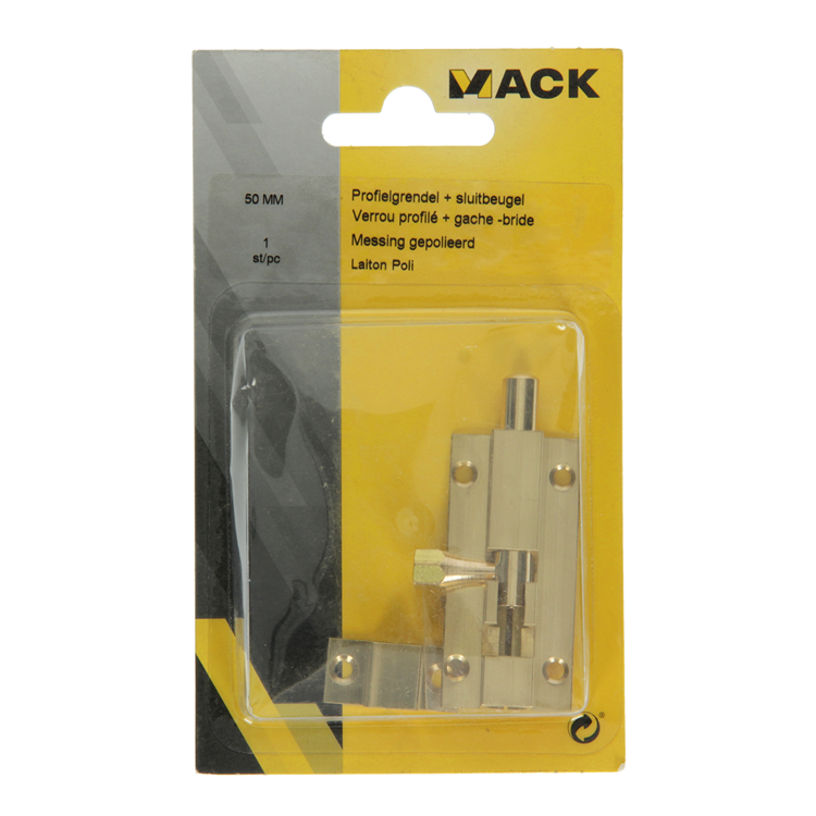 Mack 1013681 - 1 schuifgrendel messing gepolierd a 50 - b 16 mm | 5 stuks