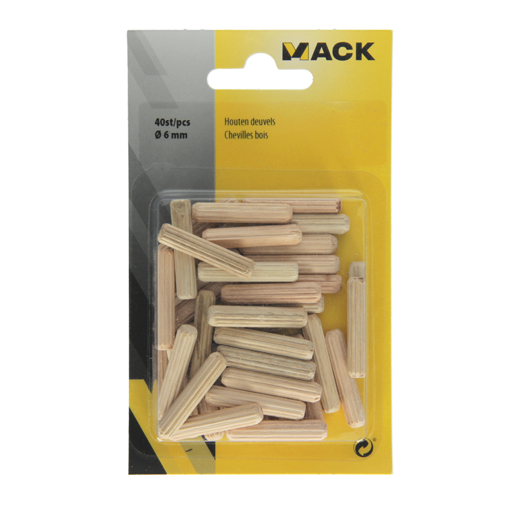 Mack 1013777 - 40 houten deuvels ø 6 mm | 5 stuks