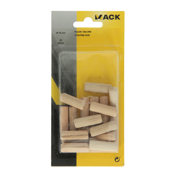 Mack 1013779 - 20 houten deuvels ø 10 mm | 5 stuks