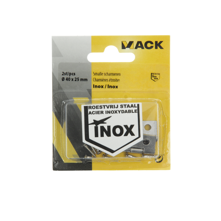 Mack 1013709 - 2 smalle scharnieren inox h 40 x b 25 mm | 5 stuks