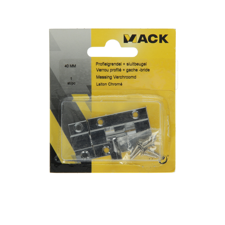 Mack 1013715 - 1 schuifgrendel messing verchroomd a 40 - b 13 mm | 5 stuks