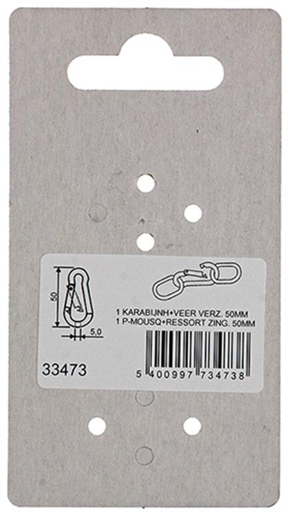 Mack 1008443 - 1 karabijnhaak + veer 5 x 50mm verzinkt | 10 stuks