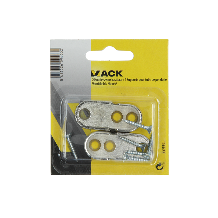 Mack 1014452 - 2 houders voor kastbaar vernikkeld | 5 stuks