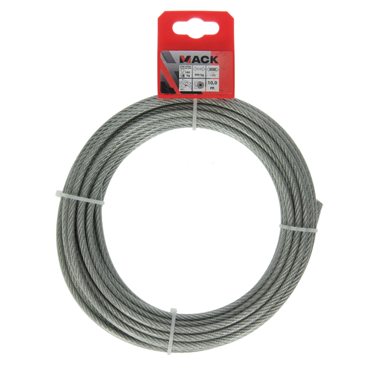 Mack 1015197 - staalkabel pvc mantel 6x7 10m 4-5mm wll 170kg din en12385-4 | 5 stuks
