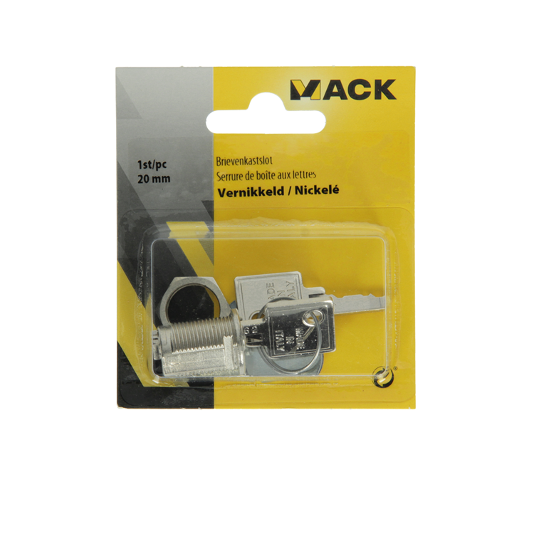 Mack 1014020 - brievenkastslot vernikkeld 20 mm | 5 stuks