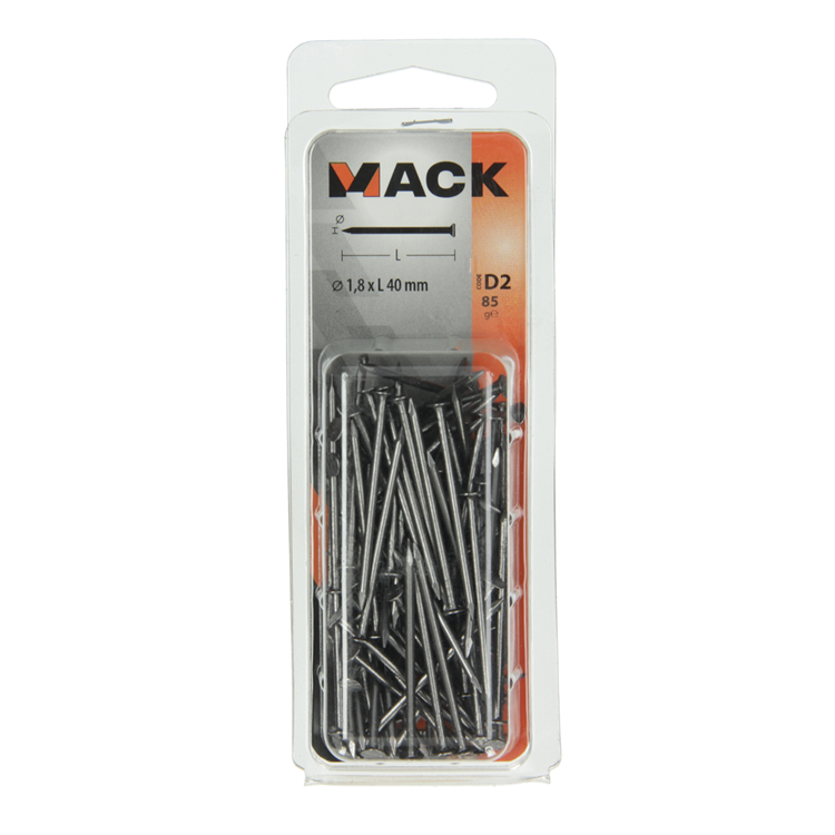 Mack 1017112 - fijne nagel platte kop 85 gr 1,8 x 40 mm | 5 stuks