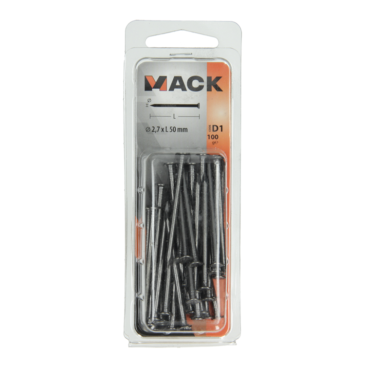 Mack 1017120 - nagel platte kop 100 gr 2,7 x 50 mm | 5 stuks