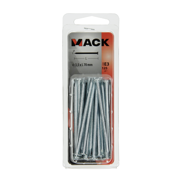 Mack 1017154 - nagel platte kop staal verzinkt 125 gr 3,5 x 70 mm | 5 stuks