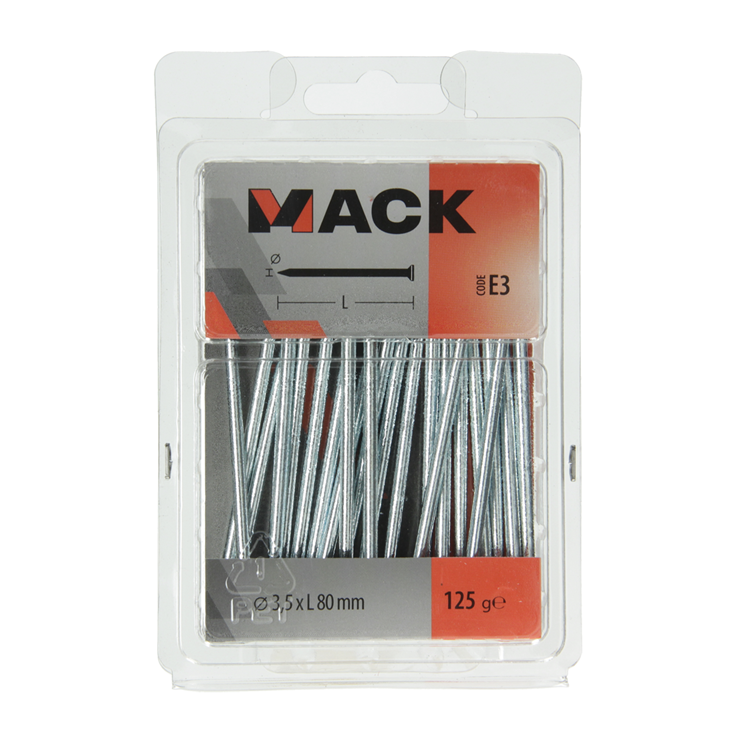 Mack 1017155 - nagel platte kop staal verzinkt 125 gr 3,5 x 80 mm | 5 stuks