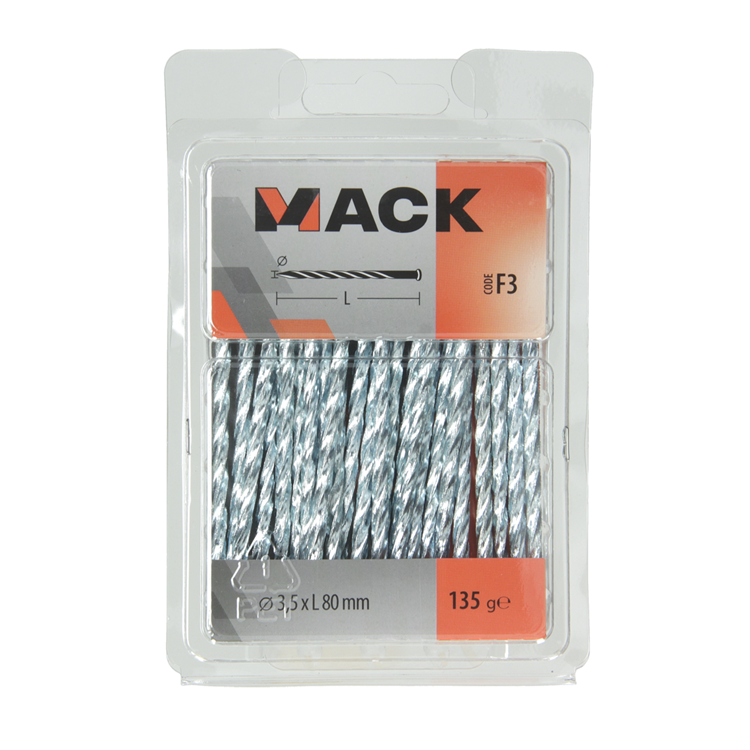 Mack 1017161 - getorste nagel pk verzinkt 135gr 3,5 x 80 mm | 5 stuks