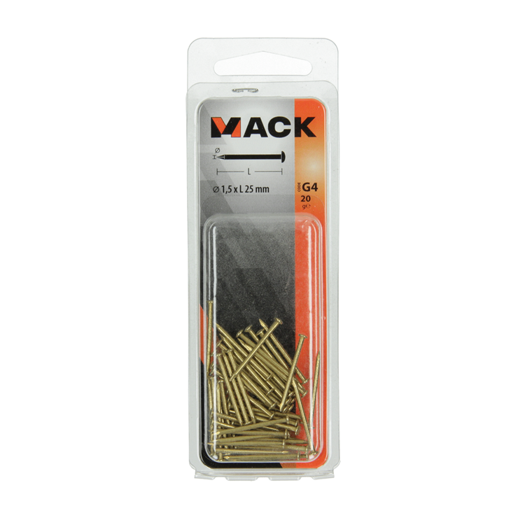 Mack 1017171 - nagel bolle kop messing 20 gr 1,5 x 25 mm | 10 stuks