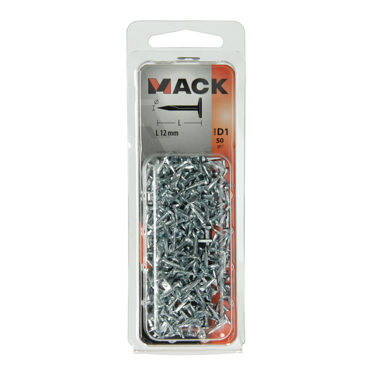 Mack 1017190 - bloknagel staal verzinkt 50 gr12 mm | 10 stuks