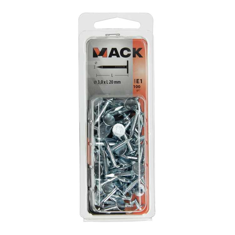 Mack 1017201 - schalienagel staal verzinkt 100 gr 3,0 x 20 mm | 5 stuks