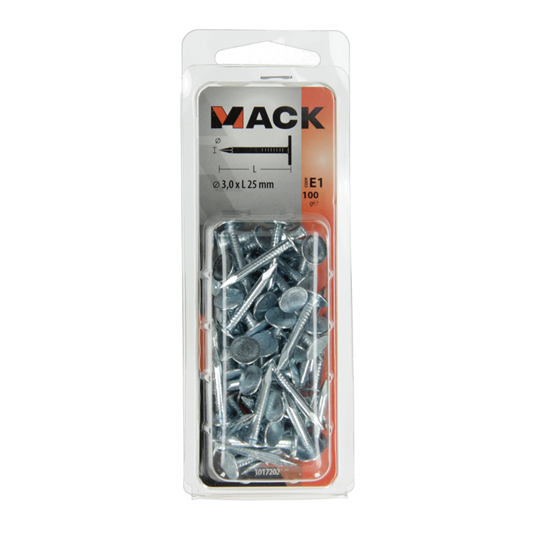 Mack 1017202 - schalienagel staal verzinkt 100 gr 3,0 x 25 mm | 5 stuks