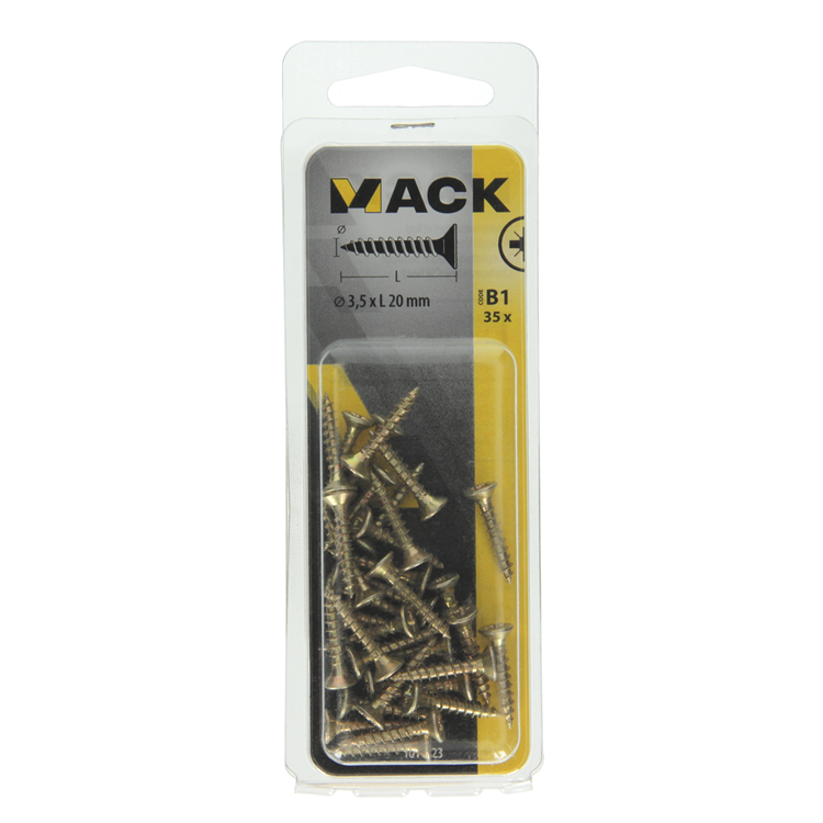 Mack 1017223 - spaanplaatschroef vz kop geelverz.35 st 3,5 x 20 mm | 10 stuks