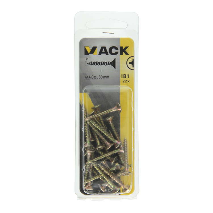 Mack 1017233 - spaanplaatschroef vz kop geelverz.22 st 4,0 x 30 mm | 10 stuks