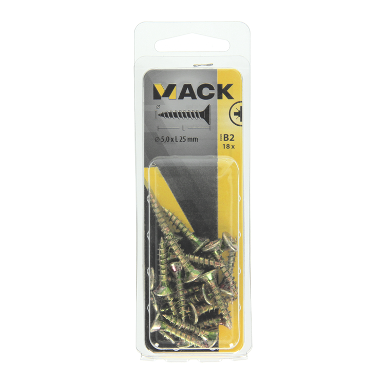 Mack 1017252 - spaanplaatschroef vz kop geelverz.18 st 5,0 x 25 mm | 10 stuks