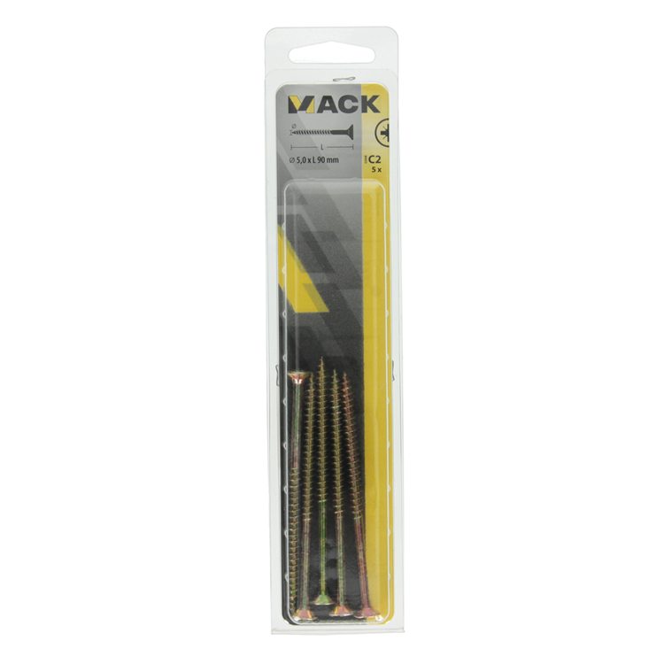 Mack 1017261 - spaanplaatschroef vz kop geelverz. 5 st 5,0 x 90 mm | 5 stuks