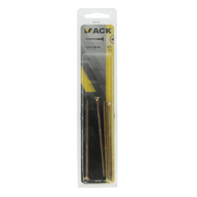 Mack 1017262 - spaanplaatschroef vz kop geelverz. 4 st 5,0 x 100 mm | 5 stuks