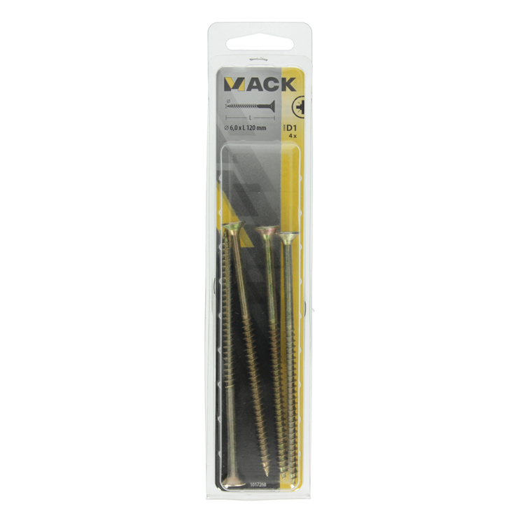 Mack 1017268 - spaanplaatschroef vz kop geelverz. 4 st 6,0 x 120 mm | 5 stuks