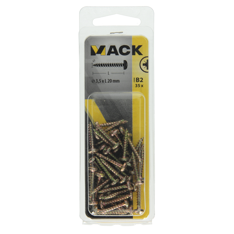 Mack 1017270 - spaanplaatschroef cylkop geelverz.35 st 3,5 x 20 mm | 10 stuks