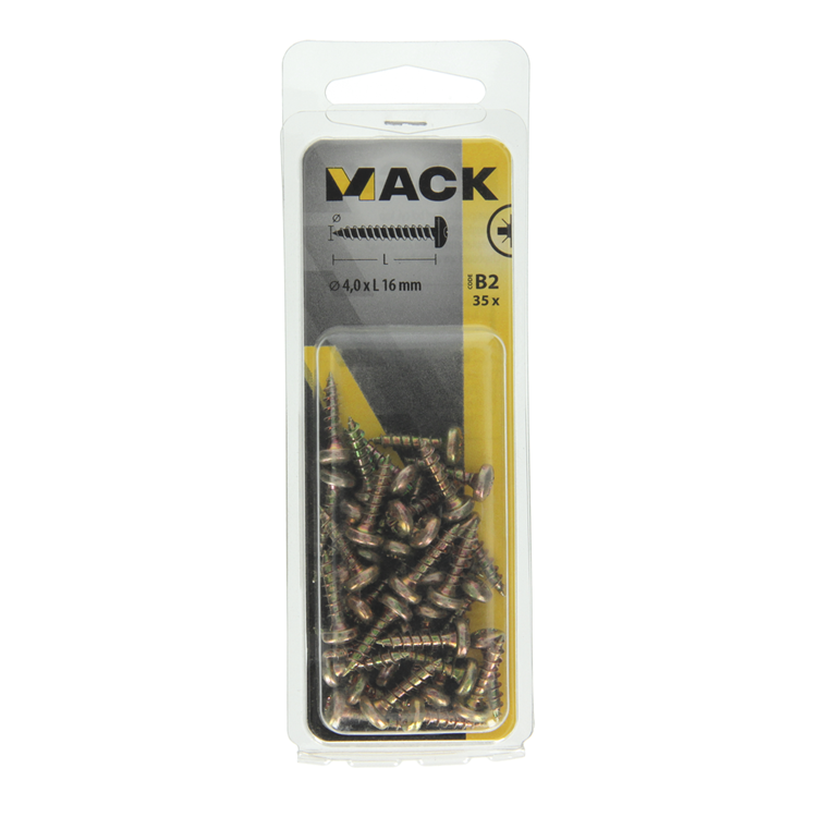 Mack 1017271 - spaanplaatschroef cylkop geelverz.35 st 4,0 x 16 mm | 10 stuks