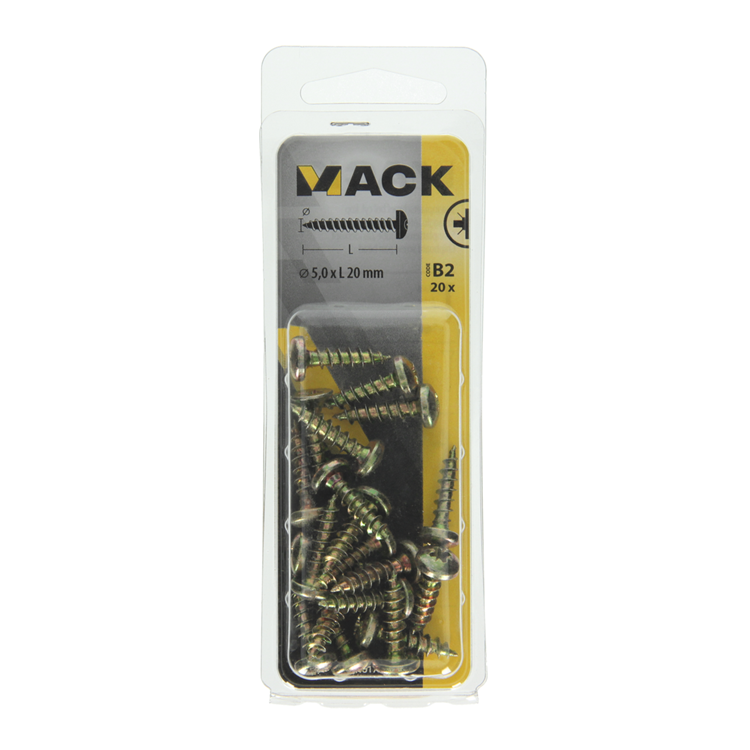 Mack 1017277 - spaanplaatschroef cylkop geelverz.20 st 5,0 x 20 mm | 10 stuks