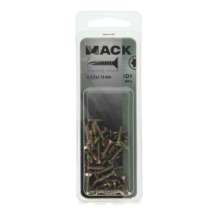 Mack 1017285 - spaanplschr.vzkop-zelfb. geelverz. 40 st 3,5 x 16 mm | 10 stuks