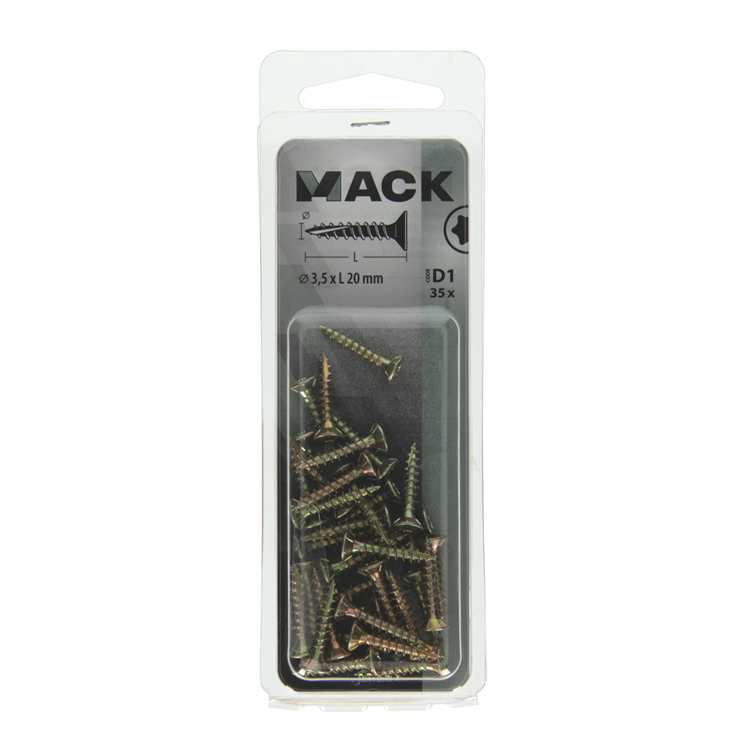 Mack 1017286 - spaanplschr.vzkop-zelfb. geelverz. 35 st 3,5 x 20 mm | 10 stuks