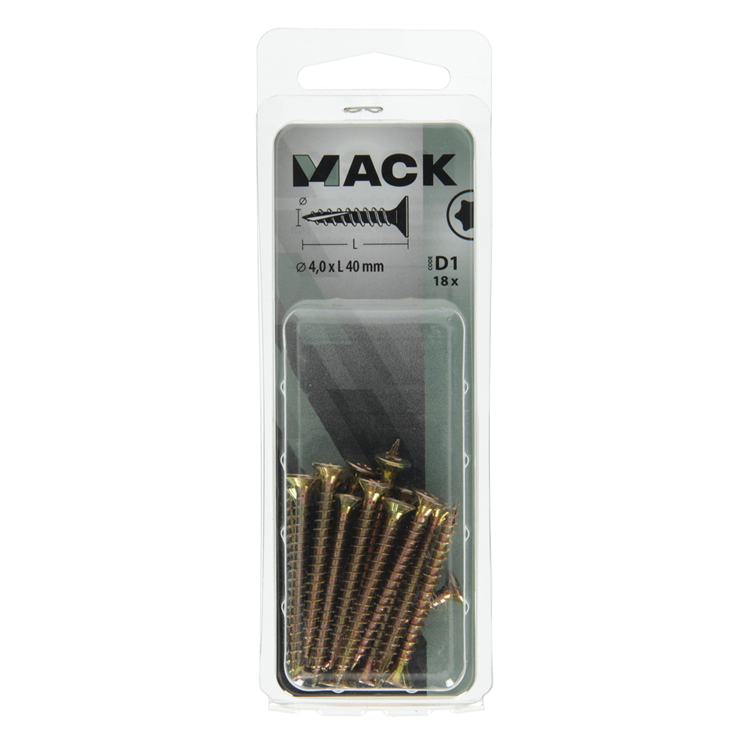 Mack 1017297 - spaanplschr.vzkop-zelfb. geelverz. 18 st 4,0 x 40 mm | 10 stuks