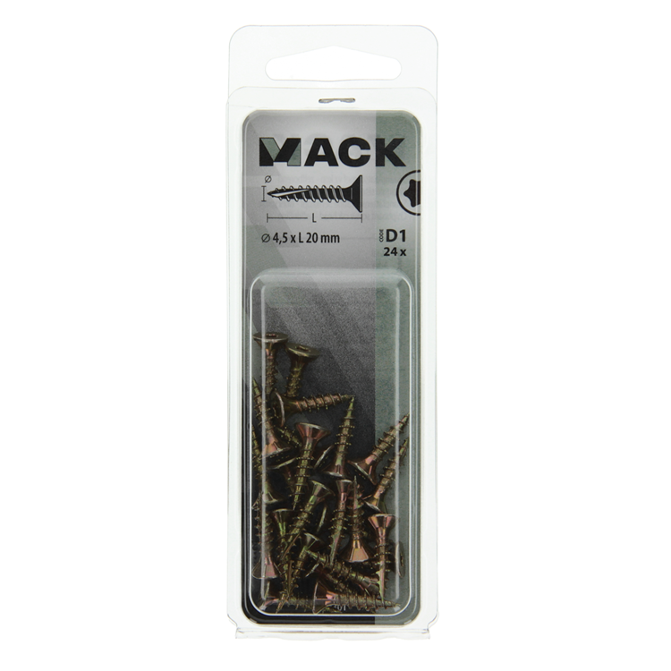 Mack 1017301 - spaanplschr.vzkop-zelfb. geelverz. 24 st 4,5 x 20 mm | 10 stuks