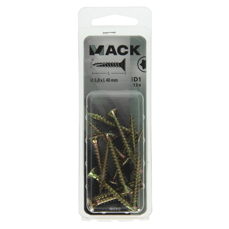 Mack 1017312 - spaanplschr.vzkop-zelfb. geelverz. 12 st 5,0 x 40 mm | 10 stuks