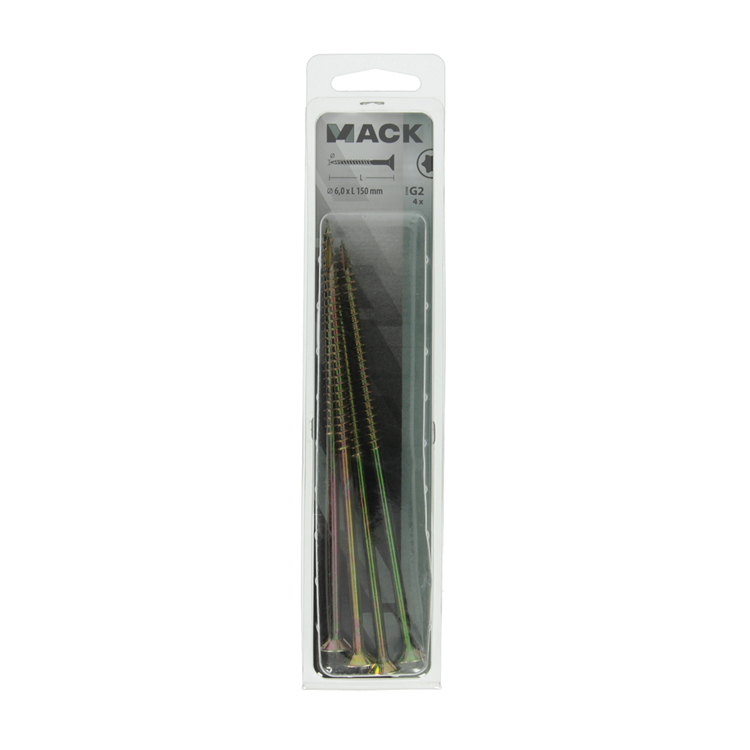Mack 1017323 - spaanplschr.vzkop-zelfb. geelverz. 4 st 6,0 x 150 mm | 5 stuks