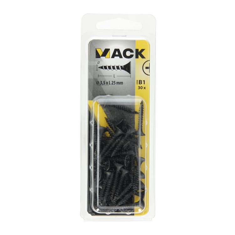 Mack 1017338 - gipsplaatschroef zwart gefosf. 30 st 3,5 x 25 mm | 10 stuks