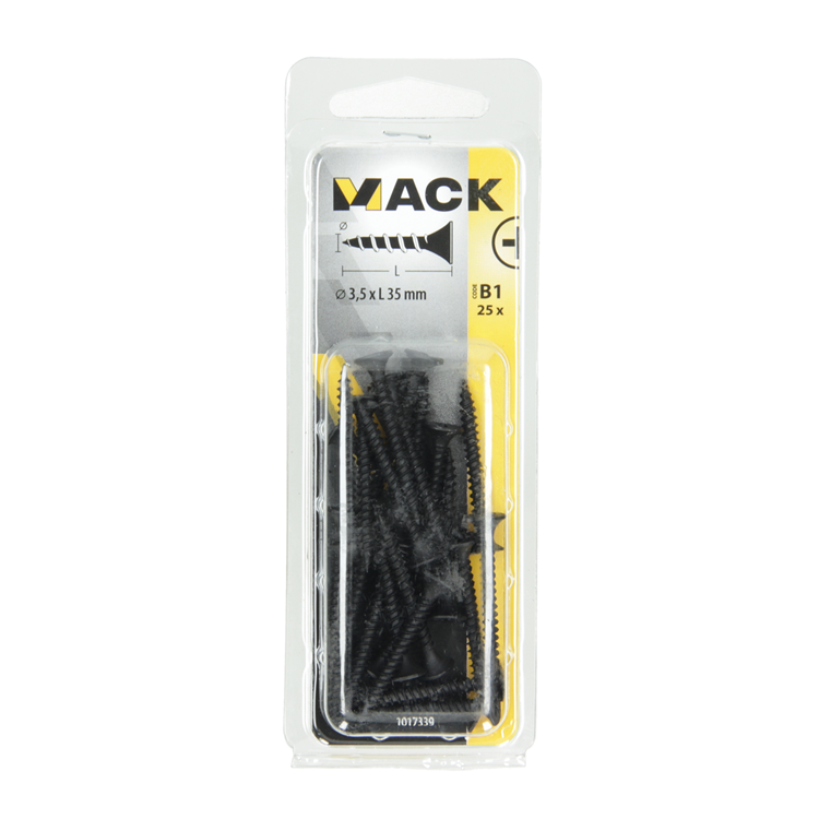Mack 1017339 - gipsplaatschroef zwart gefosf. 25 st 3,5 x 35 mm | 10 stuks