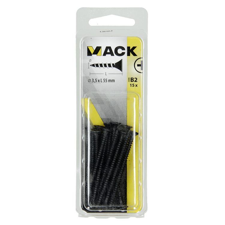 Mack 1017341 - gipsplaatschroef zwart gefosf. 15 st 3,5 x 55 mm | 10 stuks