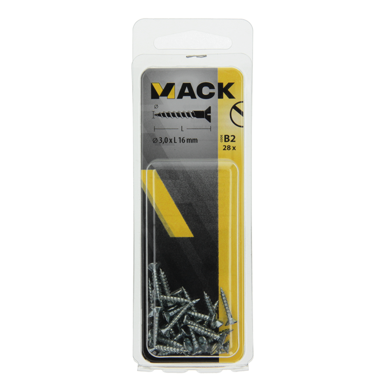 Mack 1017347 - houtschroef verzonken kop verz28 st 3,0 x 16 mm | 10 stuks