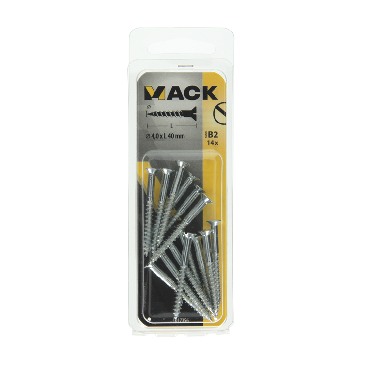 Mack 1017356 - houtschroef verzonken kop verz14 st 4,0 x 40 mm | 10 stuks