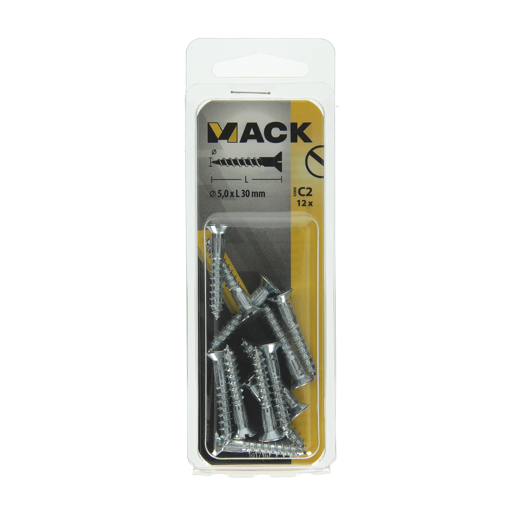 Mack 1017362 - houtschroef verzonken kop verz12 st 5,0 x 30 mm | 10 stuks