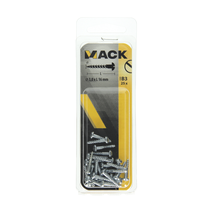 Mack 1017368 - houtschroef bolkop staal verzinkt 25 st 3,0 x 16 mm | 10 stuks