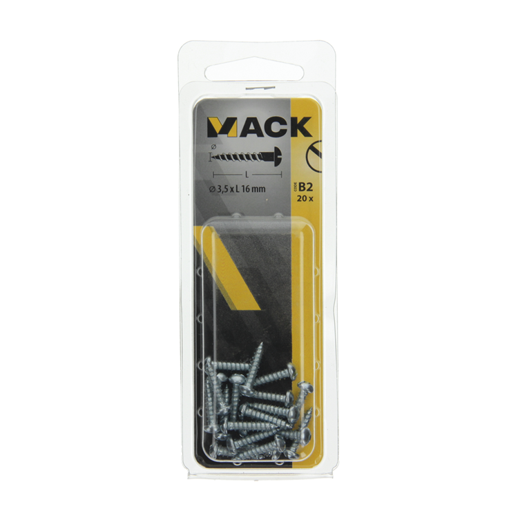 Mack 1017369 - houtschroef bolkop staal verzinkt 20 st 3,5 x 16 mm | 10 stuks