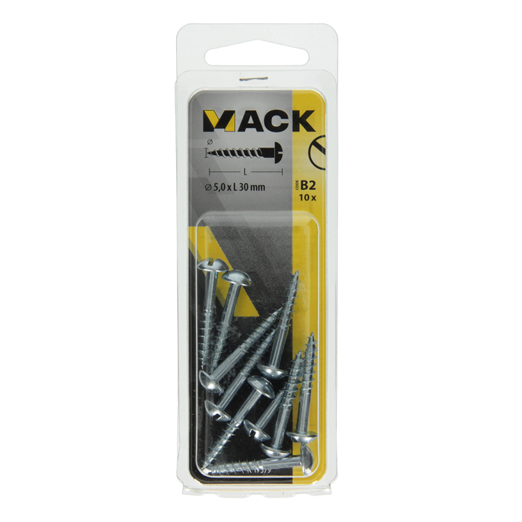Mack 1017379 - houtschroef bolkop staal verzinkt 10 st 5,0 x 30 mm | 10 stuks