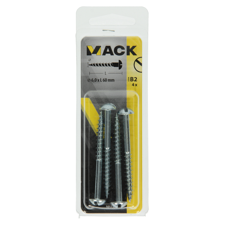 Mack 1017382 - houtschroef bolkop staal verzinkt 4 st 6,0 x 60 mm | 10 stuks