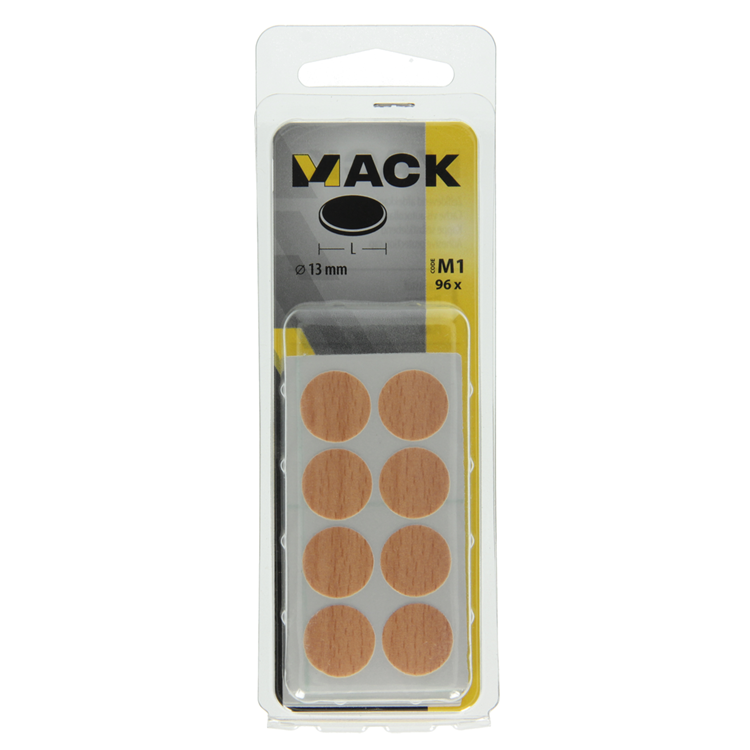 Mack 1017393 - zelfklevend afdekkapje kunst.beuk 96st 13 mm | 10 stuks