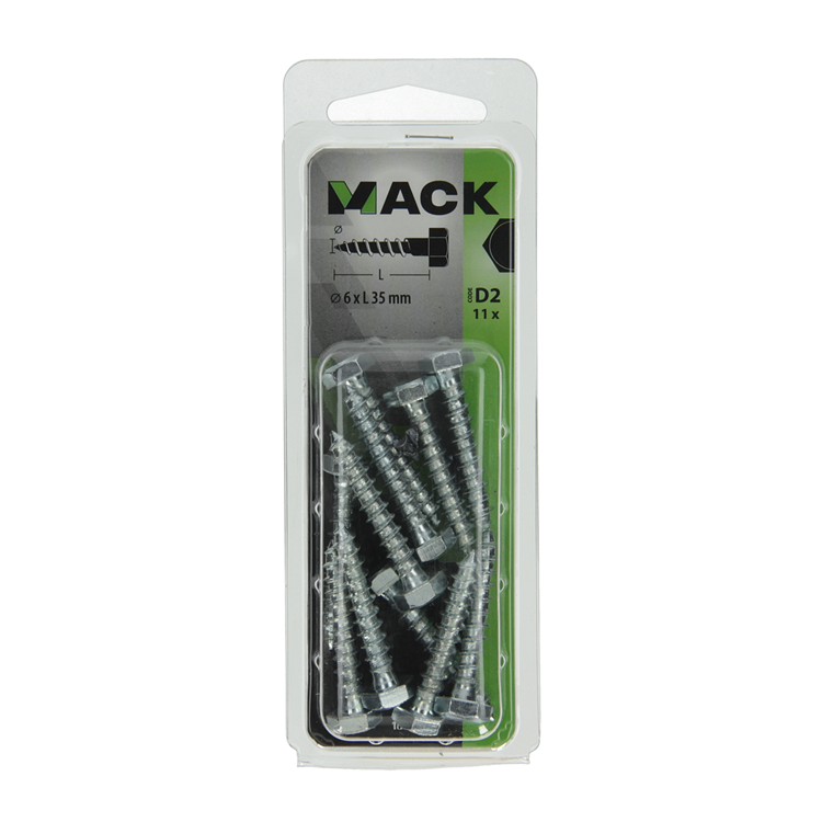 Mack 1017403 - houtdraadbout staal verzinkt 11 st 6 x 35 mm | 10 stuks
