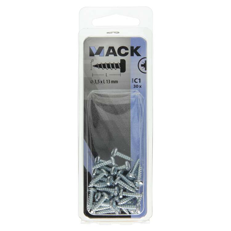 Mack 1017438 - zelftappende schroef cyl kop verz. 30st 3,5 x 13 mm | 10 stuks