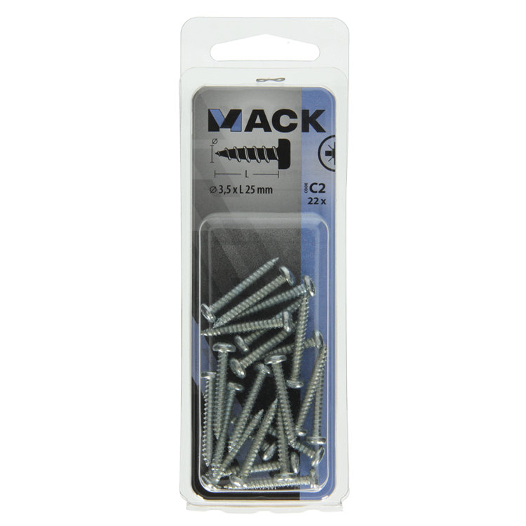 Mack 1017441 - zelftappende schroef cyl kop verz. 22st 3,5 x 25 mm | 10 stuks