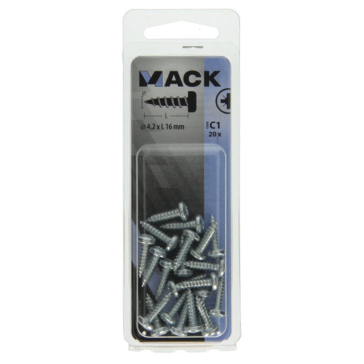 Mack 1017447 - zelftappende schroef cyl kop verz. 20st 4,2 x 16 mm | 10 stuks