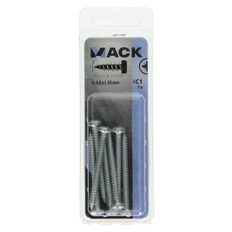 Mack 1017455 - zelftappende schroef cyl kop verz. 7 st 4,8 x 50 mm | 10 stuks